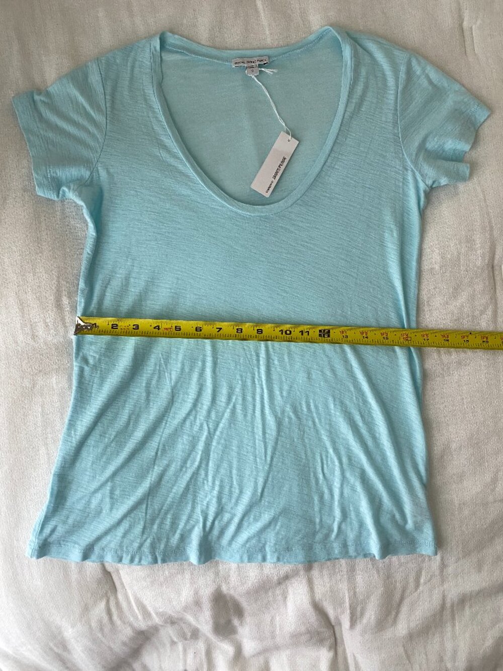 James Perse, Sz Med/2, Aqua Blue, Classic Soft Slub Cotton Modal Tee Shirt - Picture 3 of 9